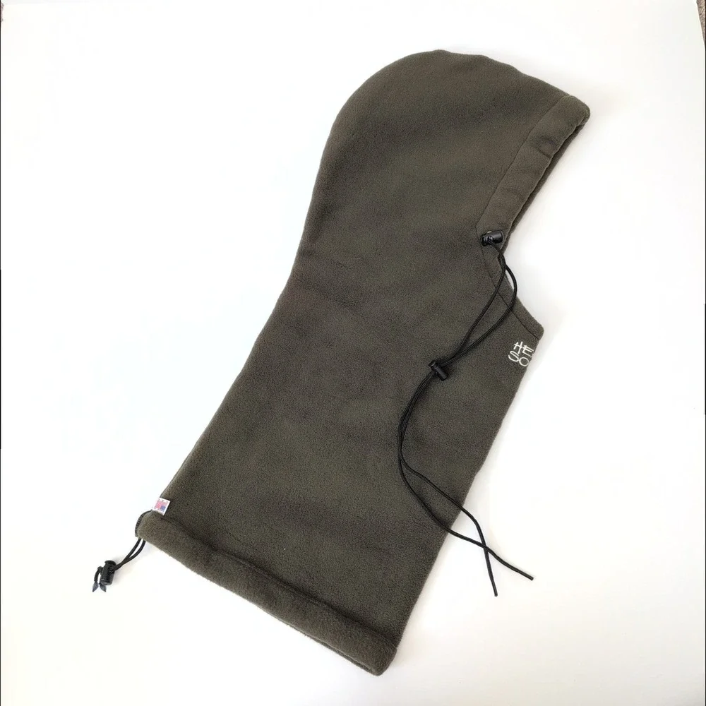 Head Sokz Fleece‎ Balaclava Hood Neck Warmer Olive Brown Made in USA VTG 90s Y2K